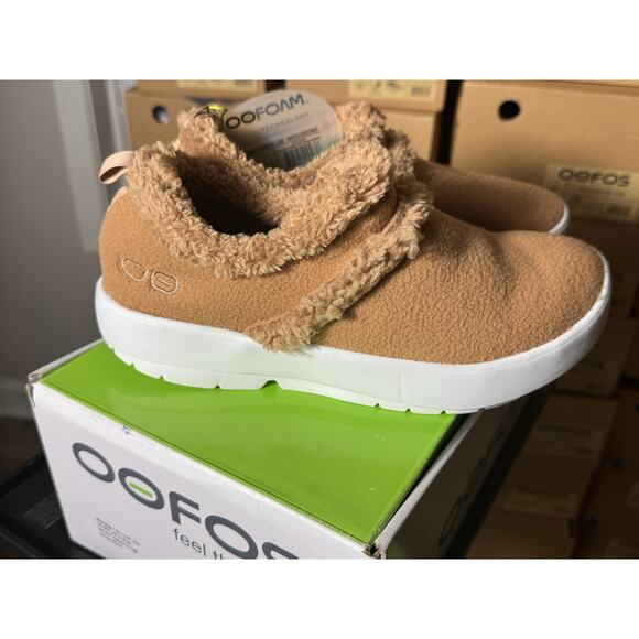 OOFOS OOcoozie Women’s Low Slip-On Shoes White/Chestnut W10 Comfort Recovery - Picture 5 of 8